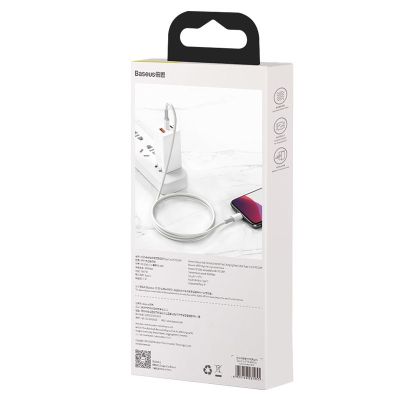 11. BASEUS USB-C to Lightning Cable 20W, 5A, 1m (White)