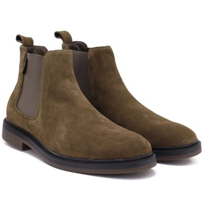 4. Men's leather Chelsea boots, khaki, Big Star UU174277
