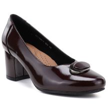 Burgundy patent leather pumps on a block heel Potocki JE19511