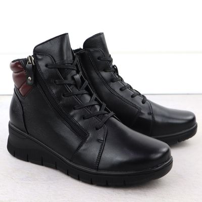 3. Black leather women’s wedge ankle boots Vinceza 39963