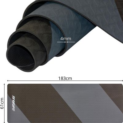 12. ENERO FIT ANTI-SLIP TPE YOGA AND FITNESS MAT, GRAY-BLACK