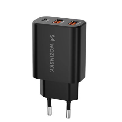 Wozinsky CWCUCB 30W USB-C / 2 x USB-A Wall Charger - Black