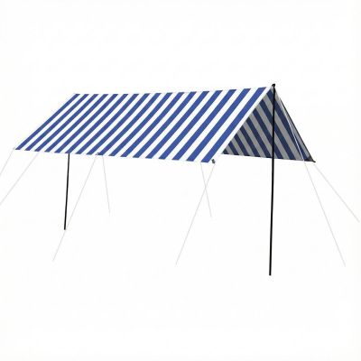 2. TENT ROOF SUN SAIL WITH POLES 3X1.7M BLUE