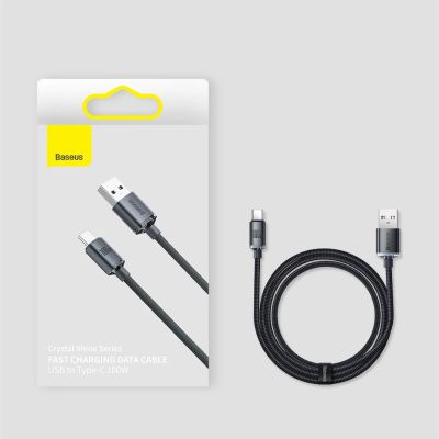 16. Baseus Crystal Shine Series cable USB cable for fast charging and data transfer USB Type A - USB Type C 100W 2m black (CAJY000501)