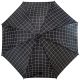 3. LONG SEMI-AUTOMATIC UMBRELLA WITH CURVED HANDLE, BLACK WITH WHITE CHECK PATTERN SEMI LINE