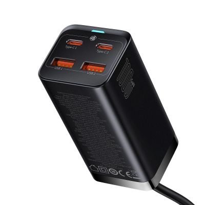 6. Baseus GaN3 Pro fast universal GaN charger 2 x USB Type C / 2x USB 100W PD3.0, QC4.0 +, AFC black (CCGP000101)