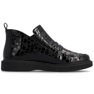 2. Women's patent leather ankle boots crocodile black Rieker 71150-00