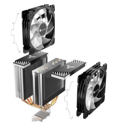 20. Jonsbo CR-2000GT CPU cooler with radiator and 12 cm fan, black, 1 pc.