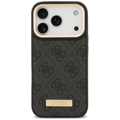 3. Guess 4G Logo Plate MagSafe Case for iPhone 18 Pro Max / 17 Pro Max – Black