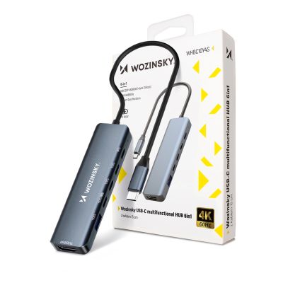 USB-C 6 in 1 Hub Wozinsky WHBC10Y4S Multifunctional, Aluminum, with 25 cm Cable - Gray