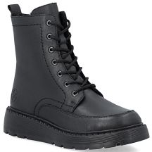 Women's leather ankle boots with platform, black, Rieker 70410-00