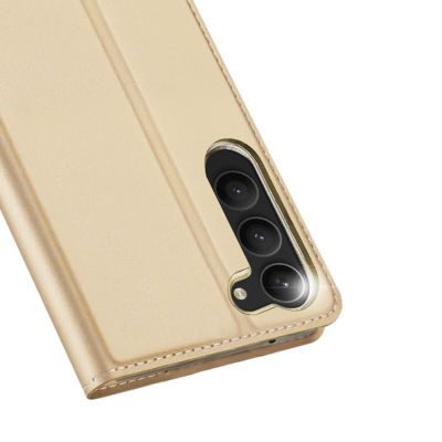 3. Dux Ducis Skin Pro Case for Samsung Galaxy S23+ Flip Card Wallet Stand Gold