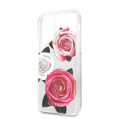 3. Guess GUHCN58ROSTRT iPhone 11 Pro transparent hardcase Flower Desire Pink & White Rose