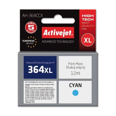 Activejet AH-364CCX Ink (replaces HP 364XL CB323EE; Premium; 12 ml; blue)