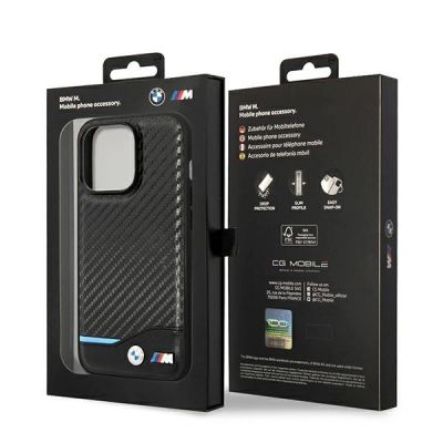8. BMW Leather Carbon Case for iPhone 14 Pro Max - Black