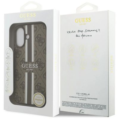 8. Guess 4G Printed Stripes MagSafe case for iPhone 17 - brown