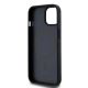 7. DKNY Leather Printed Pattern Metal Logo MagSafe Case for iPhone 15/14/13 - Black