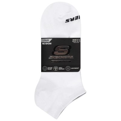 2. Skechers 3pk Unisex Non Terry No Show S114041-107 White 39-42