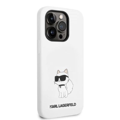 4. Karl Lagerfeld Silicone Choupette case for iPhone 14 Pro Max - white