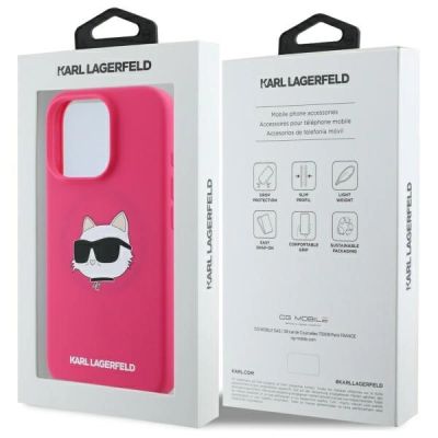 8. Karl Lagerfeld Silicone Choupette Head MagSafe iPhone 16 Pro Case - Pink