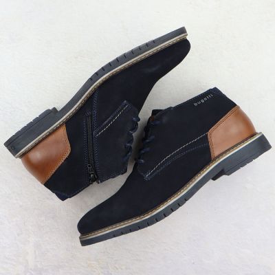 5. Men's suede leather ankle boots navy blue Bugatti 331-8373H-1400