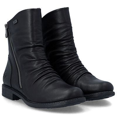 4. Rieker 74853-00 Waterproof Black Leather Ankle Boots for Women