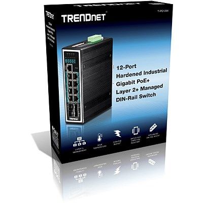 4. TRENDnet 12Port Gbit Managed L2+ PoE+ Metal Industrial Switch