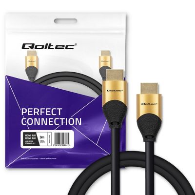 10. QOLTEC HDMI CABLE V2.1 ULTRA HIGH SPEED 8K | 60HZ | 28AWG | GOLD | 3M