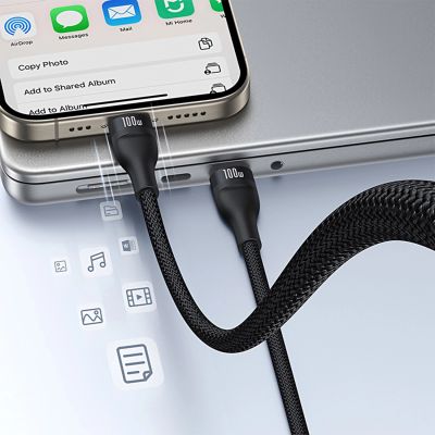 10. Baseus Flash Series 3 3in1 cable 100W USB-C - USB-C+USB-C+ Lightning 1.5m + 3 x 0.25 m - black