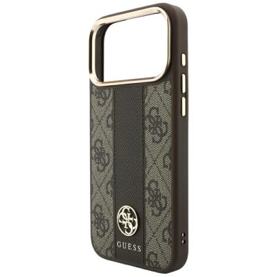 6. Guess 4G with Stripe Round and Classic Logos MagSafe Case for iPhone 17 Pro Max / 18 Pro Max - Brown