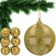 SHATTERPROOF PLASTIC BAUBLES 8 CM GOLD 6 PCS STRIPES MICA
