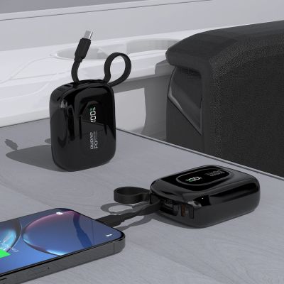4. Dudao K32 Powerbank 22.5W 10000 mAh with Built-in USB-C/ Lightning Cable - Black