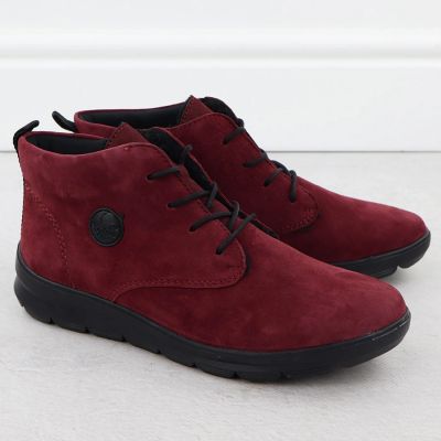 13. Women's leather suede ankle boots in burgundy Rieker Z0022-35