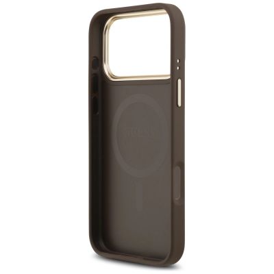 7. Guess 4G PU Classic Logo MagSafe Case for iPhone 17 Pro Max - Brown