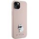 4. Karl Lagerfeld Silicone Choupette Metal Pin Case for iPhone 15 Plus / 14 Plus - Pink