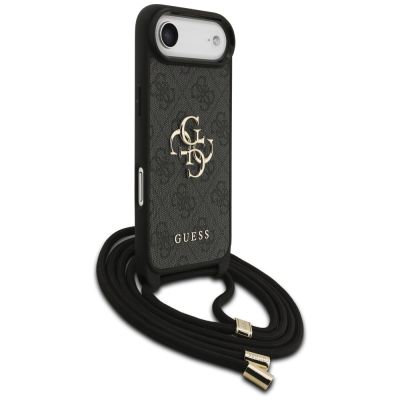 3. Guess 4G Big Logo Cord Stap Crossbody Case for iPhone Air - Black