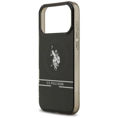 6. US Polo DH and Bottom Stripe Logo MagSafe Case for iPhone 17 Pro Max - Black