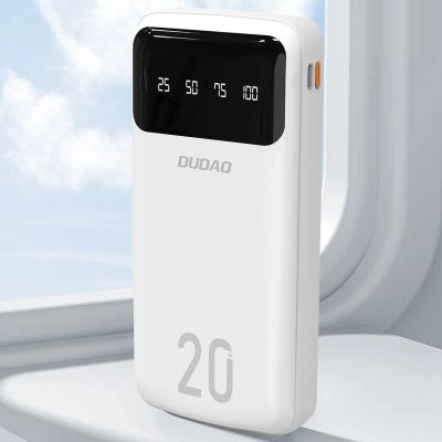 5. Dudao large capacity powerbank with 4 built-in cables 20000mAh USB Type C + micro USB + Lightning + USB-A (input) - white (Dudao K6Pro+)