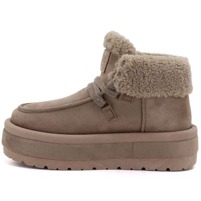 3. Big Star UU274215 Women's Waterproof Beige Platform Ankle Boots