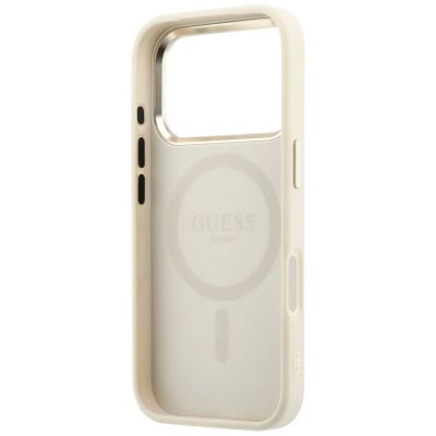 7. Guess Saffiano Small 4G & Classic Logo MagSafe case for iPhone 17 Pro Max / 18 Pro Max - beige