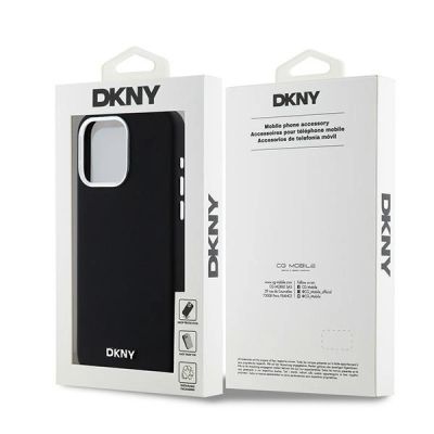 8. DKNY Liquid Silicone Small Metal Logo MagSafe Case for iPhone 14 Pro Max - Black