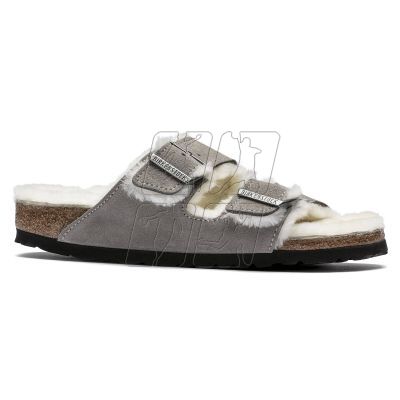 5. Birkenstock Arizona Shearling Stone Coin Women's/Men's Insulated Flip-Flops Suede with Lambswool Regular Wide (1017402)