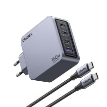 Ugreen Nexode Pro 160W GaN Charger with USB-C Cable Universal Black, Gray AC Fast Charging Internal
