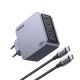Ugreen Nexode Pro 160W GaN Charger with USB-C Cable Universal Black, Gray AC Fast Charging Internal