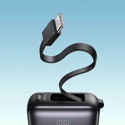 13. Joyroom JR-PBF27 10000mAh 22.5W Powerbank with Built-in USB-C and Lightning Cables - Black