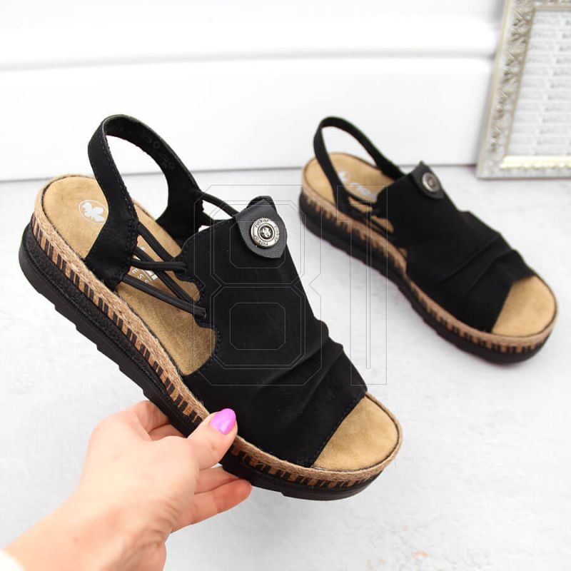8. Comfortable Rieker W RKR677 black sandals