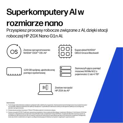 61. HP ZGX Nano G1n AI GB10 128 GB LPDDR5x-SDRAM 4 TB SSD Linux Mini PC AI Workstation, AI PC Black