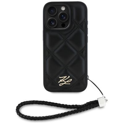 2. Karl Lagerfeld Quilted Initial Logo & Chain Strap iPhone 16 Pro Case - Black