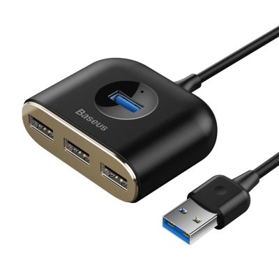 2. HUB Baseus Square USB-A to 1x USB-A 3.2 Gen 1 / 3x USB 2.0 with 1m cable - black