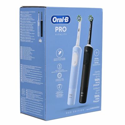 31. Oral-B Vitality Pro Duo Adult Rotating Pulsating Toothbrush Black, Blue, White